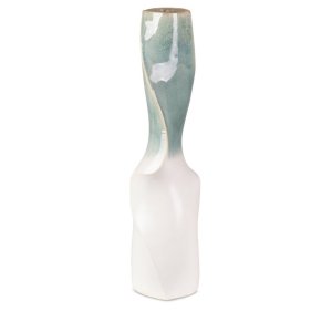 KREMOWO MIĘTOWY WYSOKI WAZON ~ FIKUŚNY WAZON W STYL BOHO ~ OZDOBNY WAZON CERAMICZNY ~ LIANA2