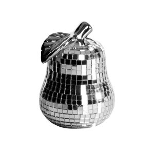 SREBRNA FIGURKA LUSTRZANA ~ GRUSZKA FIGURKA DEKORACYJNA ZE SZKIEŁKAMI W STYLU GLAMOUR ~ MIRONA/03
