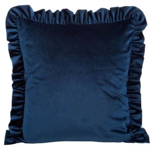 WELUROWA POSZEWKA DEKORACYJNA Z FALBANKĄ ~ VELVET/25/B ~ 45x45 ~ GRANAT