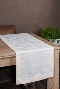 ELEGANCKI BIEŻNIK W KWIATY ~ KREMOWO ZŁOTY BIEŻNIK NA STÓŁ ~ LENA ~ 40x180