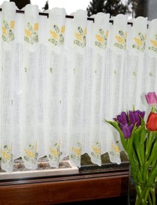 Wiosenne zazdrostki do kuchni - kolorowe zazdrostki kuchenne w kwiaty - "Nawłoć" - 60