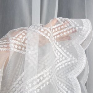 DŁUGIE FIRANY NA METRY ~ BIAŁE FIRANY HAFTOWANE DO SALONU ~ "FLAVIA" ~ 280