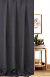 Jednokolorowa tkanina zasłonowa Ikea - "Canvas" grafit - 140
