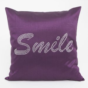 POSZEWKA DEKORACYJNA Z CEKINAMI ~ SMILE ~ 40x40 ~ FIOLET