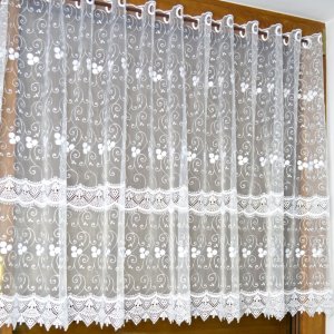Eleganckie zazdrostki z gipiurą na organtynie - zazdrostki do kuchni - "Esiki" biel - 90