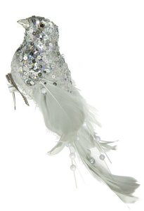 OZDOBA CHOINKOWA SW/OZD/BIRD/17/S ~ PTAK ~ SREBRO ~ kpl. 6szt