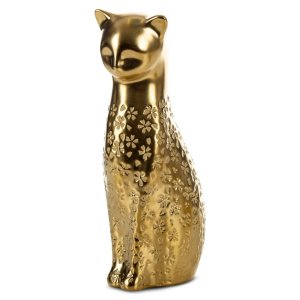 FIGURKA DEKORACYJNA ZŁOTY KOT ~ CERAMICZNY KOTEK W KOLORZE ZŁOTYM ~ KITY/01