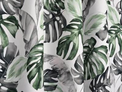 ŻAKARDOWA TKANINA NA ZASŁONY W LIŚCIE PALMOWE - MONSTERA ~ "ESME III" ~ 150