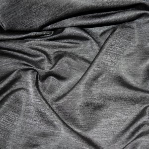 Nowoczesna tkanina zasłonowa na metry z eleganckim połyskiem - "Fiba Texture" grafit - 140