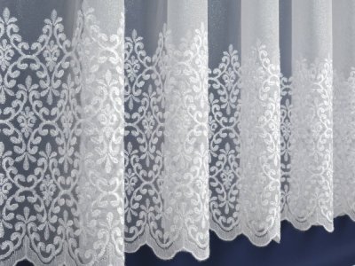 ELEGANCKA FIRANA HAFTOWANA SZLAKOWO W ORNAMENTY "CALVERO" BIEL ~ 205