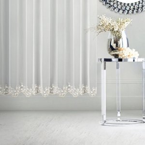 Firana salonowa CRESTA 160 cm – kremowa markizeta z haftem