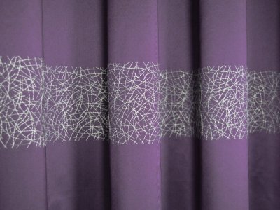 NOWOCZESNA - ELEGANCKA TAFTA HAFTOWANA W PASY ~ "GEMINI" FIOLET ~ 295