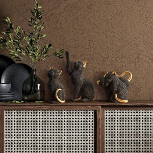 NOWOCZESNA FIGURKA DEKORACYJNA W STYLU GLAMOUR ~ CZARNY KOT CERAMICZNY ~ ELDO/3