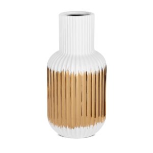 BIAŁO ZŁOTY WAZON CERAMICZNY ~ NOWOCZESNY WAZON W STYLU GLAMOUR ~ MONA-08