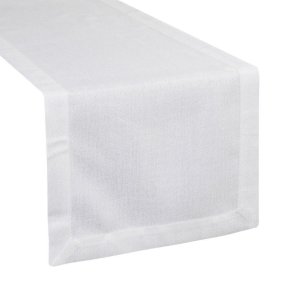 BIAŁY NABŁYSZCZANY BIEŻNIK DEKORACYJNY ~ BIEŻNIK O LNIANYM SPLOCIE ~ STELLA2 ~ 40x140