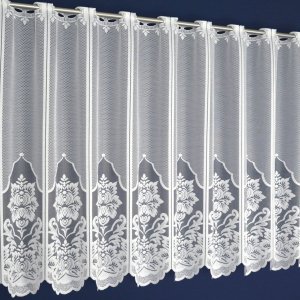 Żakardowa zazdrostka typu panel - eleganckie zazdrostki z żakardu - "Gloria" biel - 90 - kupon 0,60m