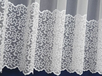 ELEGANCKA FIRANA MARKIZETA HAFTOWANA SZLAKOWO W ESIKI~ "VALERIA" BIEL ~ 190