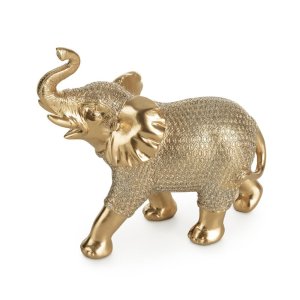 NOWOCZESNA FIGURKA DEKORACYJNA W STYLU GLAMOUR ~ ZŁOTY SŁOŃ CERAMICZNY ~ HARIS-2