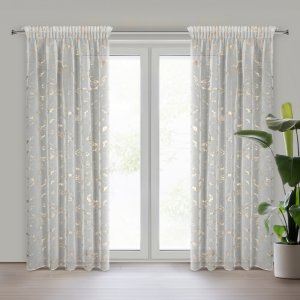 GOTOWA FIRANA NA TAŚMIE Z TUNELEM ~ FIRANA ZE ZŁOTYM MARMURKOWYM WZOREM ~ ALINA ~ 1,40m x 2,70m