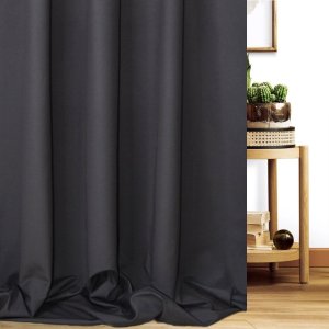 Jednokolorowa tkanina zasłonowa Ikea - "Canvas" grafit - 140