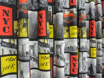 TKANINA NA NOWOCZESNE MŁODZIEŻOWE ZASŁONY Z MOTYWEM MIASTA NEW YORK ~ "NEW YORK" ~ 300 - kupon 0,65m