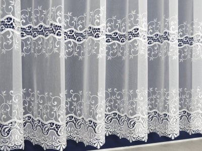 ELEGANCKA FIRANA Z GIPIURĄ ~ FIRANA DO SALONU ~ 2 SZLAKI GIPIURY ~ "VERBA" BIEL ~ 180