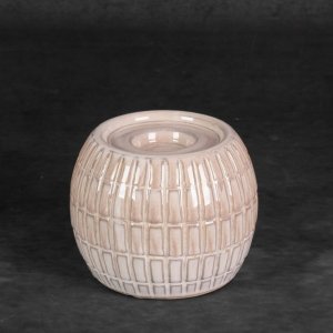 KLASYCZNY BEŻOWY ŚWIECZNIK DEKORACYJNY ~ ELEGANCKI ŚWIECZNIK CERAMICZNY ~ EDNA-01