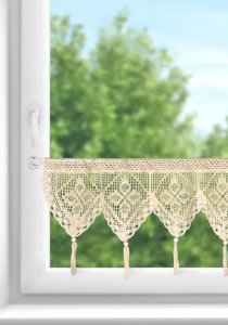 Szydełkowa zazdrostka do kuchni - gotowa zazdrostka koronkowa - Jagna beż - 30x150