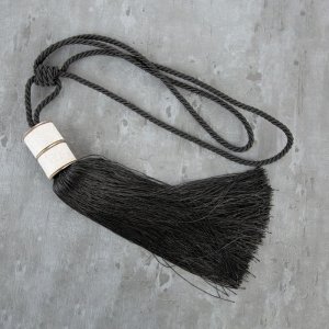 ELEGANCKI CHWOST DO PODPIĘCIA ZASŁON ~ CHWOSTY DO ZASŁON Z BROKATEM ~ SC/NATI ~ CZARNY