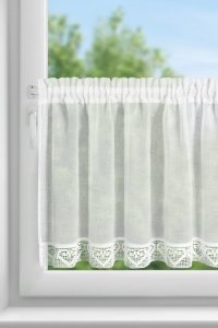 Gotowe zazdrostki retro z tunelem - zazdroski babuni z koronką - Gabi - krem - 60x150