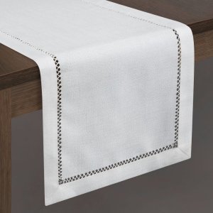 RETRO BIEŻNIK Z MEREŻKĄ ~ BIAŁY BIEŻNIK NA STÓŁ ~ EMILY ~ 40x140