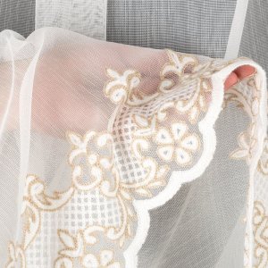 krótka firanka haftowana krem beż