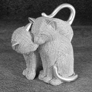 NOWOCZESNA FIGURKA DEKORACYJNA W STYLU GLAMOUR ~ SREBRNE KOTY FIGURKA CERAMICZNA ~ ELDO/12