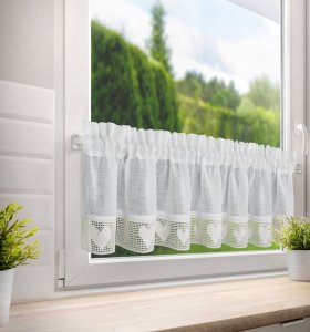 Gotowe zazdrostki retro z tunelem - kremowe zazdroski z koronką - Sweet - krem - 30x150