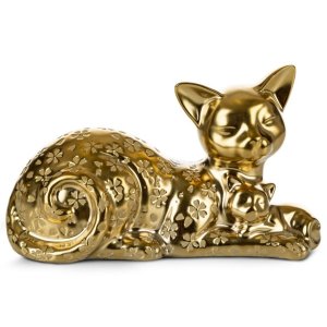 FIGURKA DEKORACYJNA ZŁOTY KOT ~ CERAMICZNY KOTEK W KOLORZE ZŁOTYM ~ KITY/02