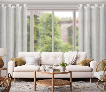 FIRANA GOTOWA NA PRZELOTKACH Z ETAMINY ~ GOTOWA FIRANA W ZŁOTE KWIATY ~ AMALIA ~ 1,40m x 2,50m