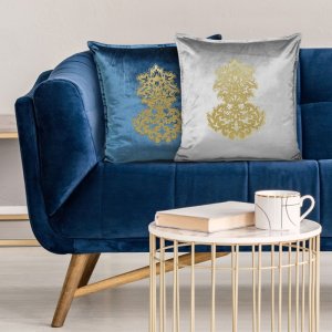 WELUROWA POSZEWKA DEKORACYJNA ~ ROYAL/4 ~ 45x45 ~ NIEBIESKI