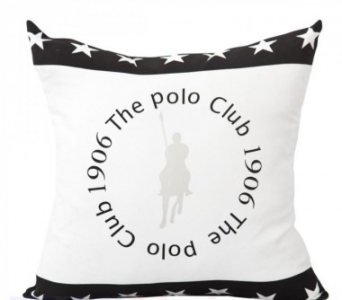 POSZEWKA DEKORACYJNA ~ USA/POLO ~ 40x40 ~ BIEL + CZERŃ