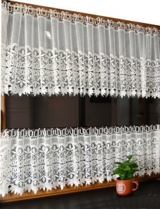kremowe zazdrostki z gipiury LIRA 60 cm okno kuchenne