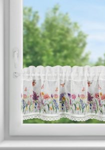Gotowe zazdrostki w kolorowe kwiatki - kolorowe zazdrostki do kuchni z tunelem - Łąka - 30x150