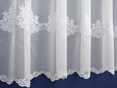 DELIKATNA FIRANA HAFTOWANA ~ ELEGANCKA FIRANA W ORNAMENTY ~ "SEMPRE" BIEL ~ 295