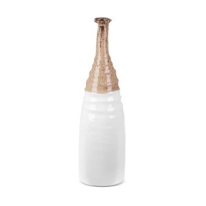 WYSOKI WAZON CERAMICZNY W KOLORZE BIAŁO BRĄZOWYM ~ WAZON DEKORACYJNY ~ ERINA-02
