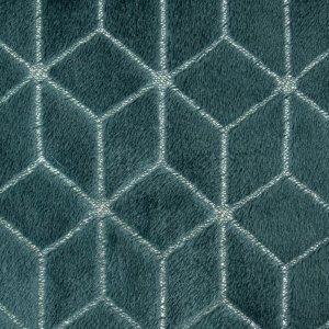 NOWOCZESNY KOC Z PLUSZU W GEOMETRYCZNY WZÓR  ~ MALIBU ~ TURKUS + SREBRO ~ 150x200