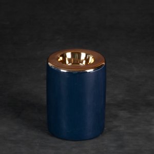 ELEGANCKI GRANATOWO ZŁOTY ŚWIECZNIK CERAMICZNY ~ NOWOCZESNY ŚWIECZNIK ~ AMORA1-3 ~ KPL. 2SZT.