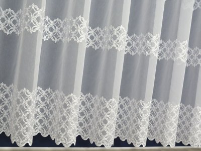ELEGANCKA FIRANA Z BATYSTU HAFTOWANEGO W ORNAMENTY ~ "MASTI" BIEL ~ 295