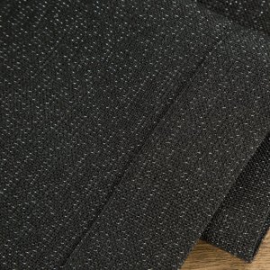 CZARNY NABŁYSZCZANY BIEŻNIK DEKORACYJNY ~ BIEŻNIK O LNIANYM SPLOCIE ~ STELLA1 ~ 40x140