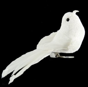 OZDOBA CHOINKOWA SW/OZD/BIRD/35-1 ~ PTAK ~ BIEL ~ kpl. 6szt