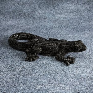 NOWOCZESNA FIGURKA DEKORACYJNA W STYLU GLAMOUR ~ CZARNA JASZCZURKA CERAMICZNA ~ ELDO/3