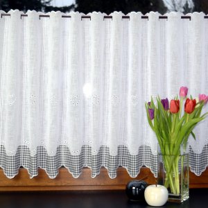 Prowansalskie zazdrostki do kuchni - Kuchenne zazdrostki z szara kratką - "Nela" - 70