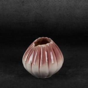KREMOWO RÓŻOWY WAZON DEKORACYJNY ~ PASTELOWY WAZON CERAMICZNY ~ EVITA-03